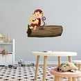 thumbnail image 3 of Animal Wall Decals for Care Taker Daycare - Monkey on a tree Stump Enjoying Banana Monkey DIY & Creativity Boy Girl Bedroom Wall Sticker - Size: 30 In x 24 In, 3 of 5
