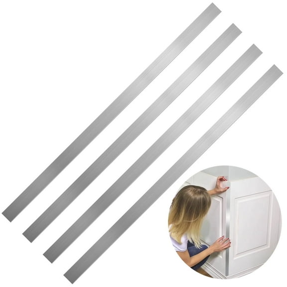 Stainless Steel Trim Strips, 4 PCS 30x1 Inch Self-Adhesive Metal Gap Cover with Brushed Finish for Wall Kitchen Cabinet