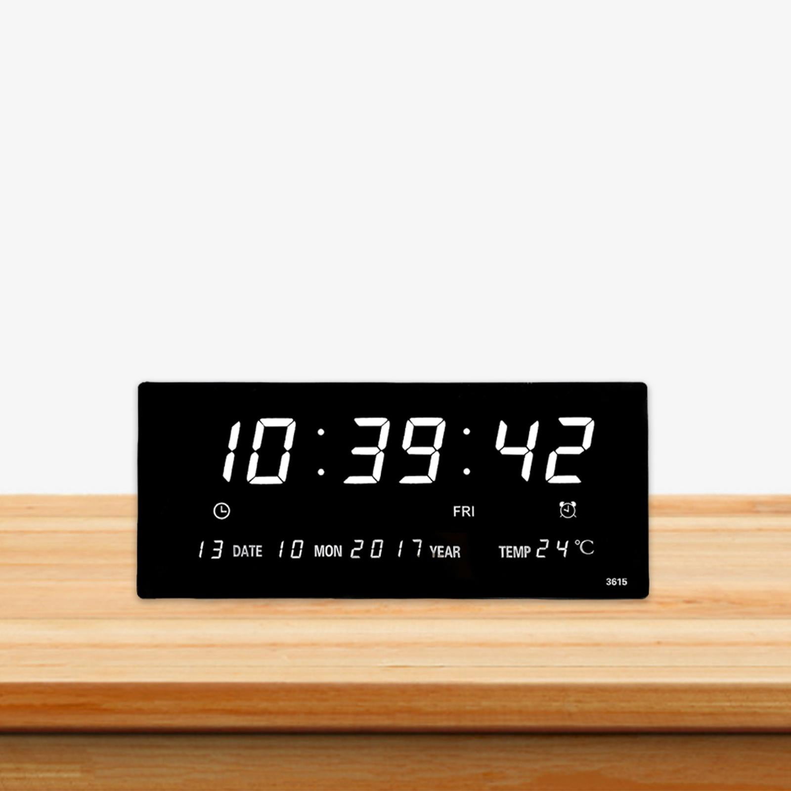 Reloj de pared LED eléctrico Carga USB Temperatura Decoración Números grandes Relojes de Reloj despertador para tienda Niñas Blanco