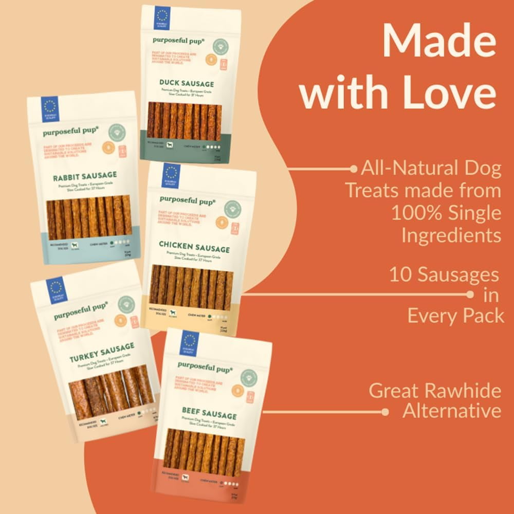 Purposeful Pup, Sausage Dog Treat Bundle - 5 Packs Natural Premium European Quality
