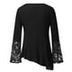 thumbnail image 5 of Camisas sólidas con dobladillo irregular de manga larga acampanada con empalme de encaje sexy para mujer Fridja  ghj987+1221, 5 of 6