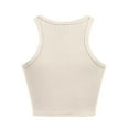 thumbnail image 5 of Gpoecd Camisoles à Col Rond pour Femmes Courtes Unies Sans Manches Blouse à Col Rond Camisole Ajustée pour Femmes Beige,P, 5 of 5