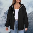 thumbnail image 5 of Comdrip Veste Légère pour Femmes! Veste Chaude Coupe-Vent Imperméable à Blocs de Couleur pour Femmes, Coupe-Vent d'Extérieur, Veste de Randonnée, Veste de Randonnée pour Femmes, Légère, Noire, 4TG, 5 of 5