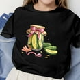 thumbnail image 2 of Virmaxy (2-14 Years Old)Pickle Letter Printed Shirt For Toddler Boys Girls Casual Printed Gherkin Pattern T-Shirt Kids Spring Summer Loose Short Sleeve Crew Neck Top Black-13 4 Years, 2 of 4