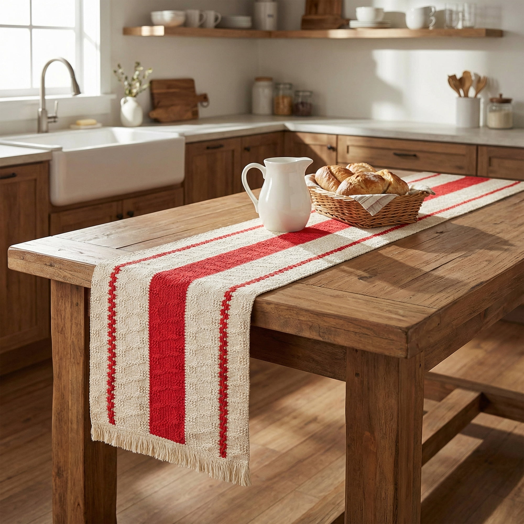 Unique Bargains Farmhouse Polyester Table Runner for Birthday Decoration Red 11.8"x78.7"