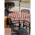 thumbnail image 5 of Outdoor Tablecloths with Umbrella Hole & Zipper, Western Texas Star Retro 54x54 Inch Square Tablecloths, Country Vintage Red Beige Plaid Waterproof Table Cloth, Patio/Pool/Picnic Table Covers, 5 of 8