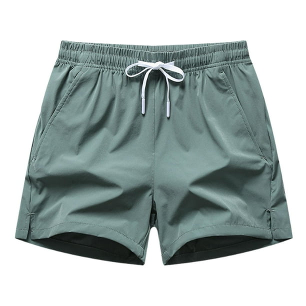 Pantalones cortos deportivos Ropa deportiva Ropa de playa Transpirable Clásico Cordón para entrenamiento en el gimnasio L verde