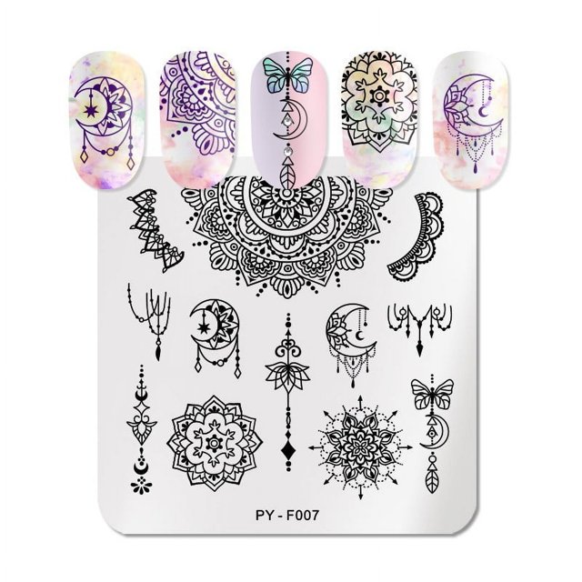 Placas de estampado para manicura, 5 uds., placas de sellos para uñas cuadradas a la moda, imagen DIY, plantilla de flores, impresión, diseño de salón de manicura, arte de uñas