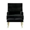 thumbnail image 3 of Castle Place Luxury Upholstered Velvet Accent Chair with Ottoman, Black, 3 of 6