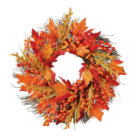 Faux Fall Leaves And Berry Wreath Indoor Outdoor Home Décor Faux Fall Leaves And Berry Wreath Indoor Outdoor Home Décor