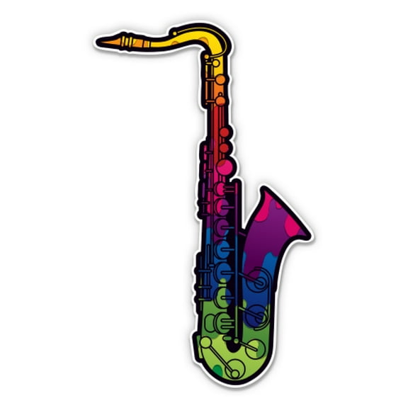 Saxophone Colorful - 3" Vinyl Sticker - For Car Laptop Water Bottle Phone - Waterproof Decal