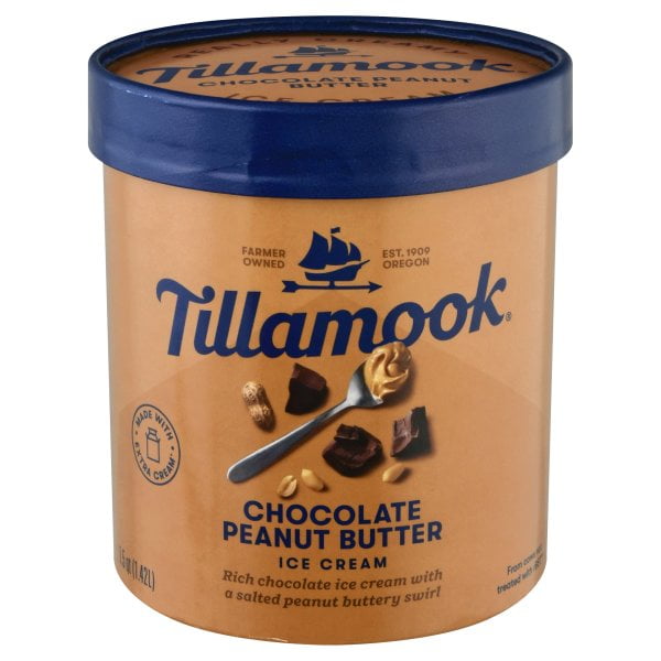 Tillamook Original Premium Chocolate Peanut Butter Ice Cream, 48 Fl Oz