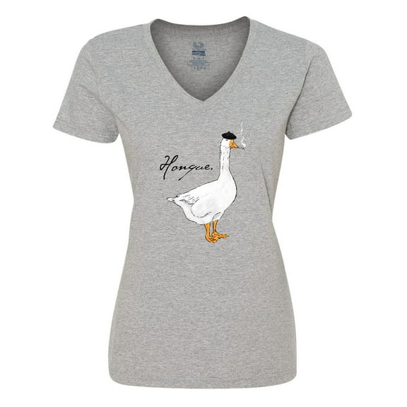Inktastic French Goose Says Honque Women's V-Neck T-Shirt