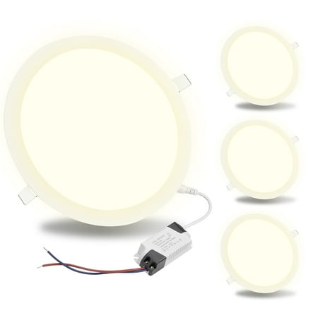 

DELight 7 Inch LED Recessed Light Ceiling Panel 4 Pack 1000LM Canless Downlight 3000-3500K Warm White 15W Ultra-thin Wafer Fixtures Lamp ROHS Certified