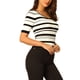 thumbnail image 4 of Blusa de rayas de mujer INSPIRE CHIC de manga corta básica de punto negro blanco 2XL, 4 of 5