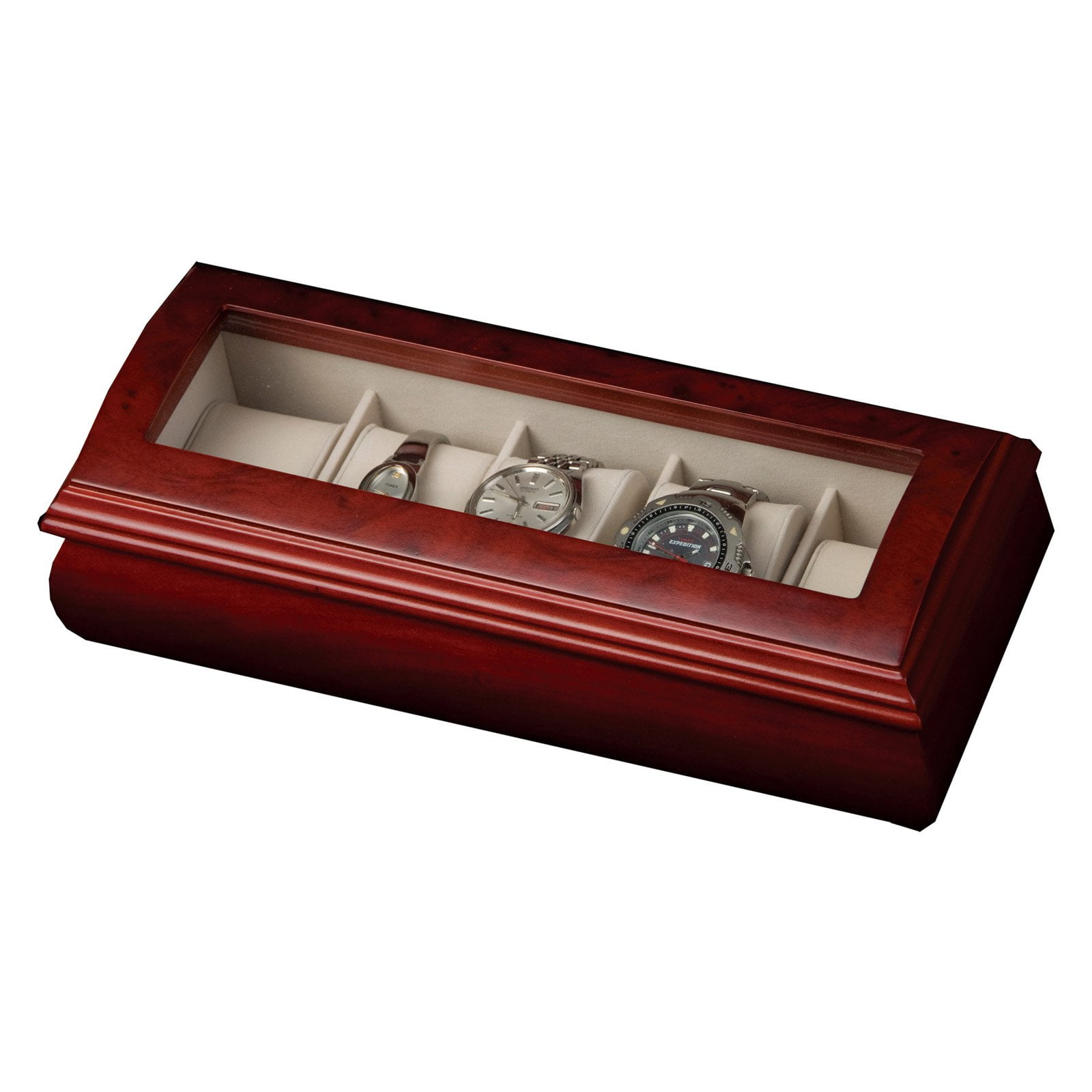 Mele Co Emery Glass Top Cherry Watch Box 11w X 3 25h In Emery Glass Top Cherry Watch Box 11w X 3 25h In Com