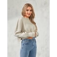 thumbnail image 6 of KelaJuan Women Solid Color/Stripe Knit Sweater Crew Neck Long Sleeve Loose Pullovers Spring Fall Casual Jumpers Streetwear, 6 of 6