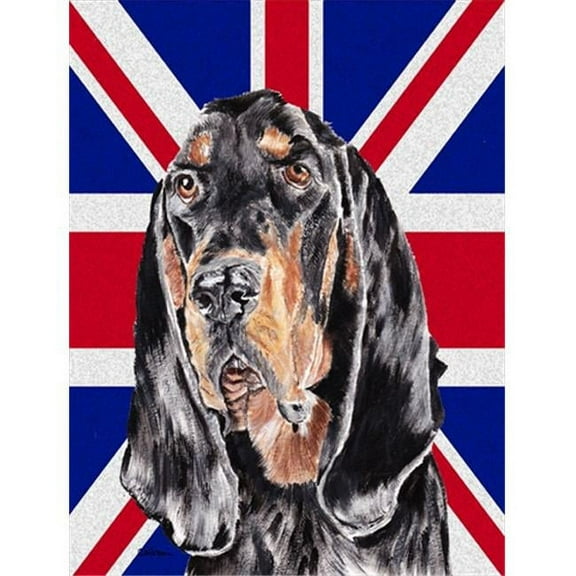 Black And Tan Coonhound With Engish Union Jack British Flag Flag Canvas House Size