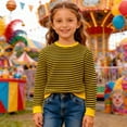 thumbnail image 5 of WOYY Little Boys Striped Long Sleeve T-Shirt Unisex Casual Crew Neck Tshirt, Sizes 3-14, 5 of 5