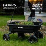 Gorilla Carts 4 Cu. ft. Poly Garden Dump Cart, 600 lbs. Capacity, 35 in. x 22 in. Bed, 10 in. Tires