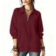 thumbnail image 3 of Perfectbot Women's Quarter Zip Collared Sweatshirt Long Sleeve Casual Loose Fit Fall Fashion Top, 3 of 6