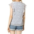 thumbnail image 4 of Allegra K Women's Ruffle Floral Casual V Neck Cap Sleeve Summer Tops, 4 of 7
