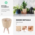 thumbnail image 3 of Hytrove 1Pc Beige Wooden Rattan Square Flowerpot For Indoor Use Woven Flower Pot, 3 of 6