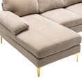 thumbnail image 7 of Modern Sectional Sofa, 3 Seater Accent Sofa with Golden Metal Legs, Living Room Modular Sofa with Comfortable Backrest, Upholstered Accent Sofa Couches, Large L-Shaped Sofa Set, Camel, 7 of 7