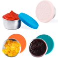thumbnail image 1 of Salad Dressing Container To Go, 4x1.6oz Stainless Steel Condiment Containers with Lids, Premium Silicone, Leakproof and Reusable Small Containers with Lids, 1 of 4