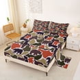 thumbnail image 2 of Castle Fairy Rustic Camo Bear Queen Size Sheets 4 Pieces,Mixed Bear Silhouette Queen Sheet Sets,Rust Red Taupe Cream,1 Fitted Sheet, 1 Flat Sheet and 2 Pillowcases, 2 of 6