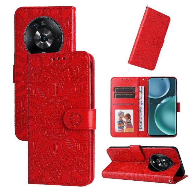 Funda tipo cartera GANGXUN para Honor Magic 4 , diseño girasol, cuero PU, soporte, cierre magnético, tarjetero