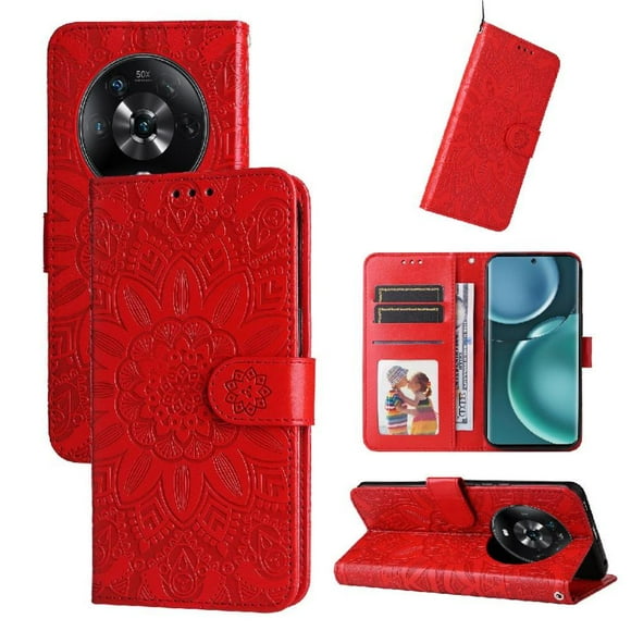 Funda tipo cartera GANGXUN para Honor Magic 4 , diseño girasol, cuero PU, soporte, cierre magnético, tarjetero