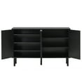 thumbnail image 6 of Modern Large Fluted Door Shoe Cabinet with 5 Solid Wood Legs and Adjustable Shelves, For Living Room, Black, 6 of 15