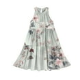 thumbnail image 5 of Abcomgle Cute Sundresses Dresses for Girls 10-12 Casual Halter Neck Sleeveless Girls Dresses Floral Print Sundresses A-line Swing Basic Dresses 11-12 Years,Mint Green, 5 of 7