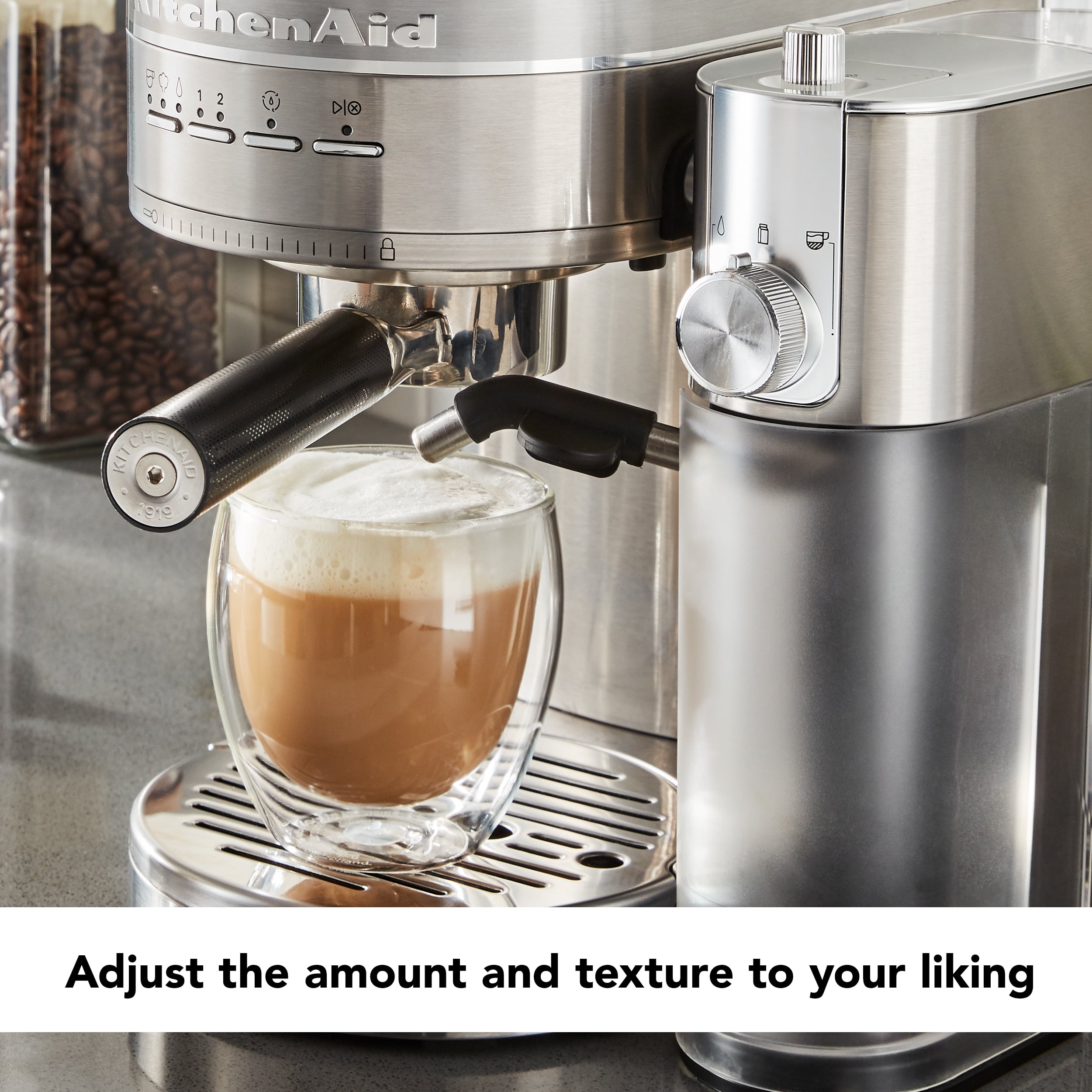 KitchenAid Metal Semi-Automatic Espresso Machine and Automatic Milk Frother Attachment Bundle