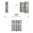 thumbnail image 6 of Fionafurn 4 Panel Carved Room Dividers Folding Screen Freestanding Wooden Room Separation,Gray, 6 of 8