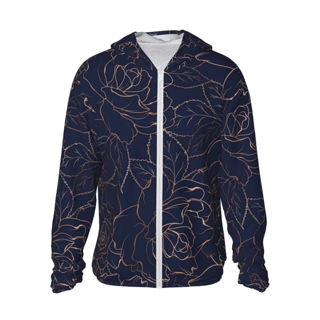 Balery Copper-Gold Gloss Outline Navy Dark Blue Sudadera ligera de manga larga con capucha y protección solar UPF 50+ para hombre y mujer, ideal para pesca y running-Large