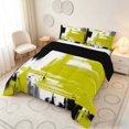 thumbnail image 3 of Manfei Vintage Oil Painting Queen Comforter Set, Watercolor Brushstroke Comforter Sets Queen, Yellow, Black and Gray, Black Reversible 3pcs, 1 Comforter and 2 Pillowcases, 3 of 6