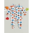 thumbnail image 3 of Newborn Baby Girl Boy One Piece Jumpsuit Halloween Pumpkin Print Long Sleeve 2 Way Zipper Footies Pajamas Sleepers Fall Romper, 3 of 7