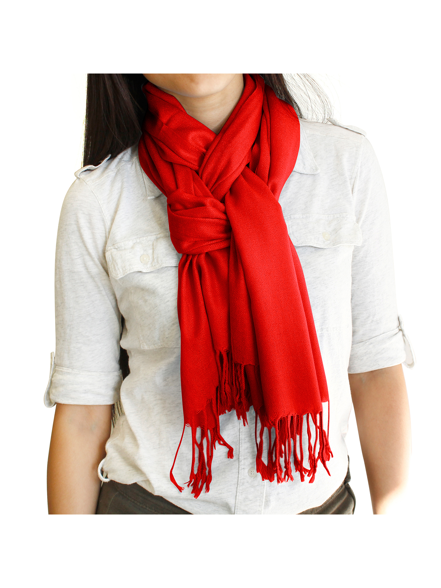 Fashion Women's Scarf Lightweight Long Scarfs Luxury Lady Classic Range Pashmina Silk Solid colors Wraps Shawl Stole Soft Warm Scarves For Women - image 2 of 5