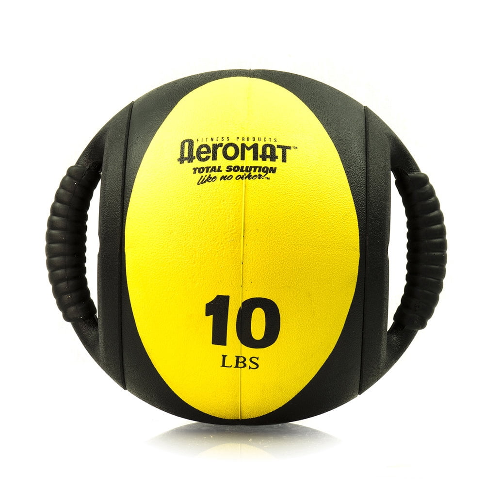 Aeromat Sportime 8 lb Dual Grip Power Medicine Ball, Orange/Black with Aeromat Dual Grip Power Medicine Ball, 9cm/10-Pound, Black/Yellow