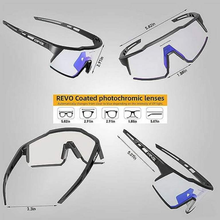 KAPVOE Photochromic Cycling Sunglasses MTB Clear Mountain Bike Transition  Bicycle Sunglasses for Men Women