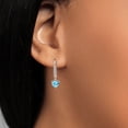thumbnail image 3 of Gem Stone King 925 Sterling Silver Swiss Blue Topaz and White Lab Grown Diamond Leverback Dangle Drop Earrings for Women (2.00 Cttw, Gemstone November Birthstone, Heart Shape 6MM), 3 of 3