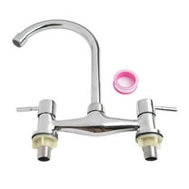 Modern Double Lever Chrome Kitchen Sink Hot and Cold Mixing Faucet 2-hole Deck
