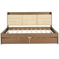thumbnail image 6 of MODERNLUXE Wood Full Size Captain Bed with Upholstery Storage Headboard, Functional Daybed with Shelves, Drawers and USB Ports, Wood Color, 6 of 10