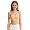 thumbnail image 2 of YaEYa Girls Strapless Bra Bandeau Bras with Detachable Adjustable Straps Seamless Wireless Non- Kids Tube Top Beige, 2 of 10