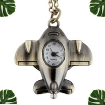 Yardwe Creative Coffee Pocket Watch Airplane Shape Alloy Chain for Sweater Accessory