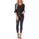 thumbnail image 2 of Top de lentejuelas INSPIRE CHIC para mujer con mangas de campana 3/4, escote en V, metálico, brillante y con purpurina, blusa de fiesta S negra, 2 of 5