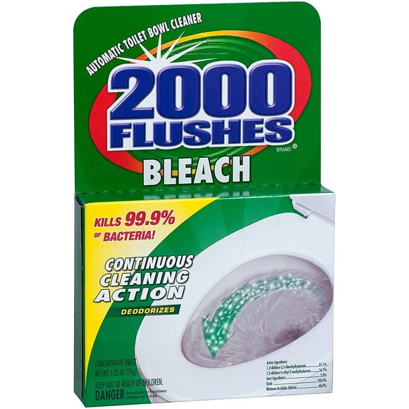 2000 Flushes Nettoyant Automatique pour Cuvette de Toilette Blue Plus Bleach, 1,25 OZ
