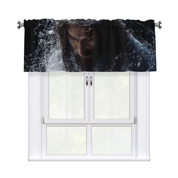 Jesus Blessed Window Curtain Valance, Decorative Rod Pocket Kitchen Curtain 54 X 18 Inch
